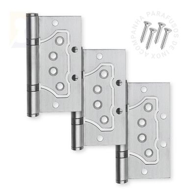 Kit 3 Dobradiça De Sobrepor Inox Escovado