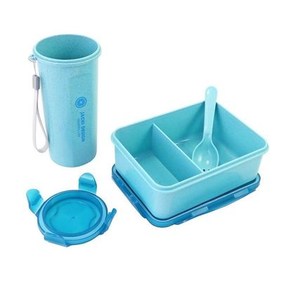 Conjunto Kit Fitness De 3 Peças E Porta Talheres Portátil Cor Azul
