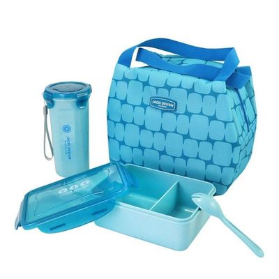Conjunto Kit Fitness De 3 Peças E Porta Talheres Portátil Cor Azul