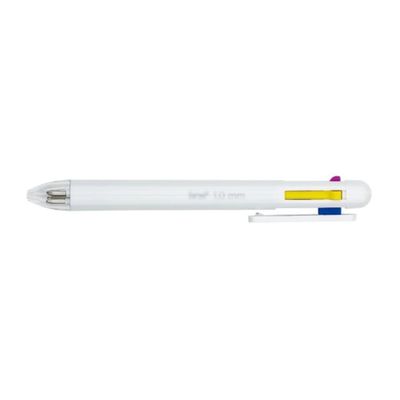 Caneta Esferográfica Colorful 4 Cores 1.0mm Brw Branco