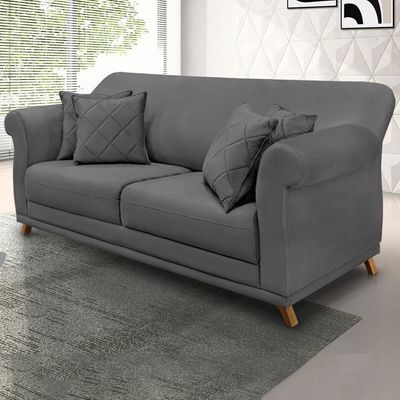 Sofa 3 Lugares Retro Polo 200cm Com Almofada Suede 1104 Ezz 1104