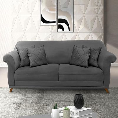 Sofa 3 Lugares Retro Polo 200cm Com Almofada Suede 1104 Ezz 1104