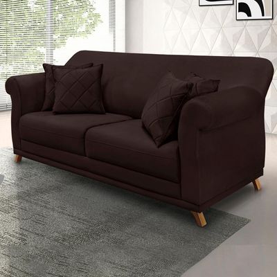 Sofa 3 Lugares Retro Polo 200cm Com Almofada Suede 1102 Ezz 1102