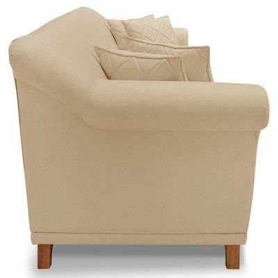 Sofa 3 Lugares Retro Polo 200cm Com Almofada Linho Dourado Ezz Dourado