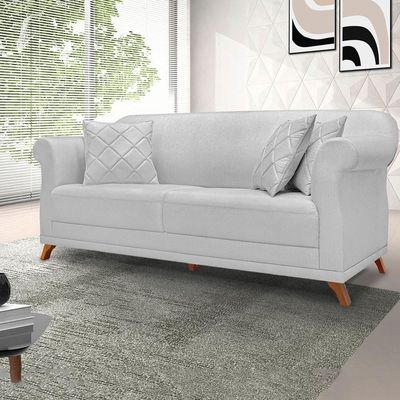 Sofa 2 Lugares Retro Polo 180cm Com Almofada Linho Grigio Ezz Grigio