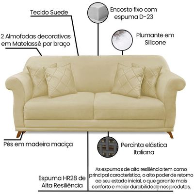 Sofa 2 Lugares Retro Polo 160cm Com Almofada Suede 1100 Ezz 1100