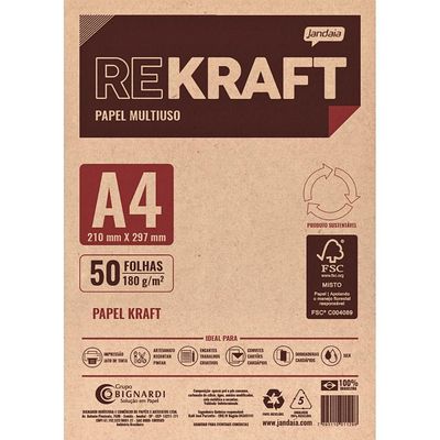 Papel Kraft Multiuso A4 180g-m² 50 Folhas Jandaia