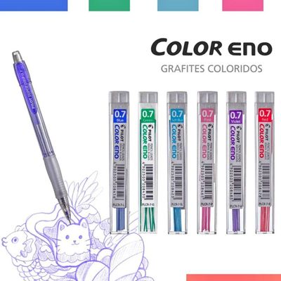 Mina De Grafite Colorido Color Eno 0.7mm 6 Unidades Pilot Vermelho, Azul E Verde