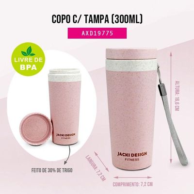 Copo Com Tampa 300ml Lifestyle Jacki Design Creme