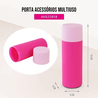 Conjunto Pote Organizador E Porta Acessórios Multiuso Rosa