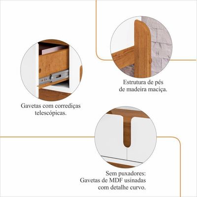 Aparador 2 Gavetas 50524 130cm Branco Cedro Dcasa Branco Cedro