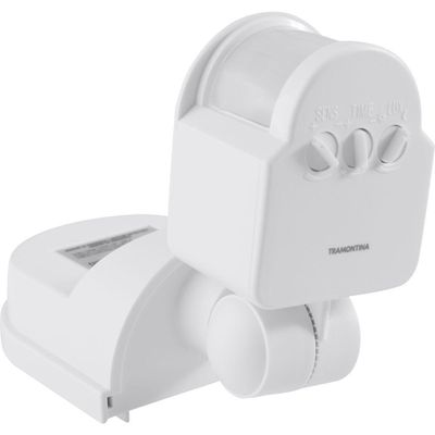 Sensor De Presença 360° Articulado Para área Semi Aberta Tramontina Bivolt Com Fotocélula Branco