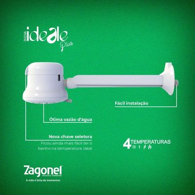 Ducha Ideale 4 Temperaturas 220v - Zagonel Branco
