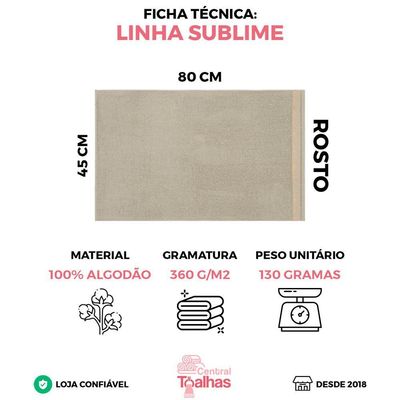 Kit 4 Toalhas De Rosto Sublime 45x80cm - Central Toalhas - Kit 5