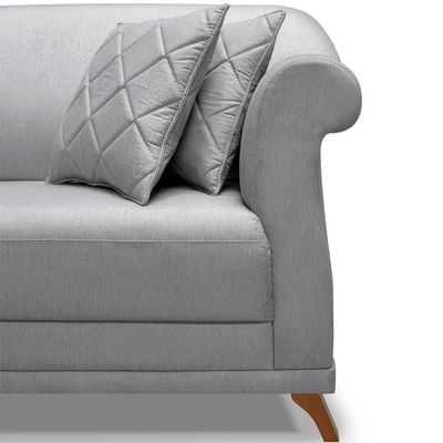 Sofa 3 Lugares Retro Polo 200cm Com Almofada Linho Cinza Ezz Cinza