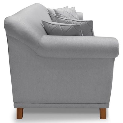 Sofa 3 Lugares Retro Polo 200cm Com Almofada Linho Cinza Ezz Cinza