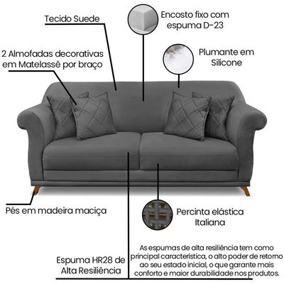 Sofa 2 Lugares Retro Polo 160cm Com Almofada Suede 1104 Ezz 1104