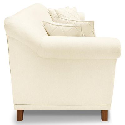 Sofa 2 Lugares Retro Polo 160cm Com Almofada Linho Perola Ezz Perola