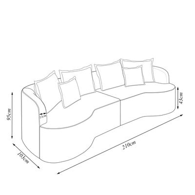 Sofá Living Decorativo Salinas 2 Lugares com Almofadas 210cm Modulado Bouclê Off White G33 - Gran Belo