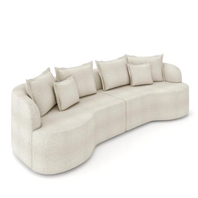 Sofá Living Decorativo Salinas 2 Lugares com Almofadas 210cm Modulado Bouclê Off White G33 - Gran Belo