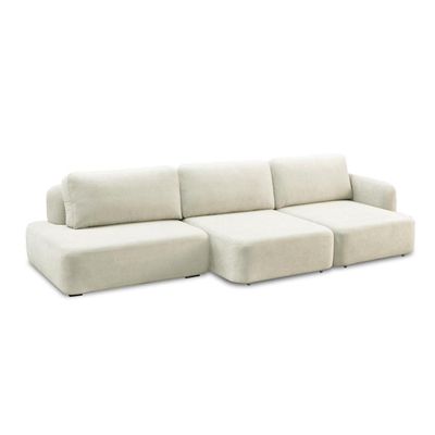 Sofá Decorativo Santiago 4 Lugares 282cm Sala de Estar Retrátil Modulado Bouclê Branco G89 - Gran Belo