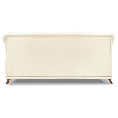 Sofa 2 Lugares Retro Polo 180cm Com Almofada Linho Perola Ezz Perola
