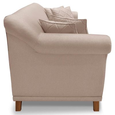 Sofa 2 Lugares Retro Polo 180cm Com Almofada Linho Areia Ezz Areia