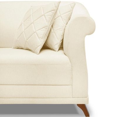 Sofa 2 Lugares Retro Polo 180cm Com Almofada Linho Perola Ezz Perola