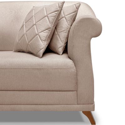 Sofa 2 Lugares Retro Polo 180cm Com Almofada Linho Areia Ezz Areia