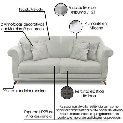 Sofa 2 Lugares Retro Polo 160cm Com Almofada Veludo 2223 Ezz 2223