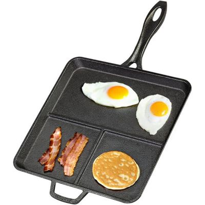 Frigideira Breakfast Café da Manhã Ovo e Bacon 3 Divisórias de Ferro Fundido…
