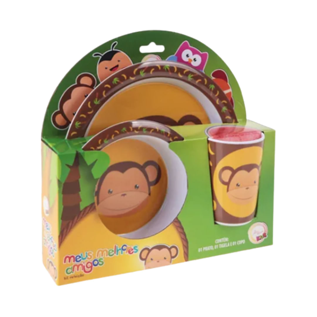 Kit Alimentação Infantil Melhores Amigos Macaco - Art House