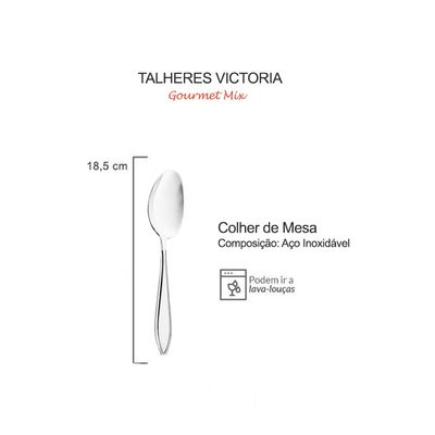 Colher de Mesa Inox Colheres Talheres Aço Victoria 6un