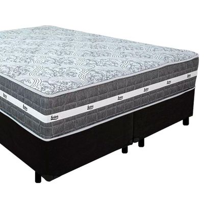 Cama Box Casal Bipartido Suede + Colchão Anjos Black Graphite Molas Ensacadas 138x188x64cm Preto