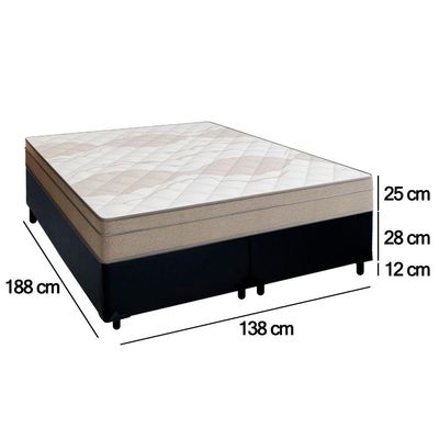 Cama Box Casal Bipartido Sintético + Colchão De Molas Ensacadas Portobel Ipanema 138x188x65cm Preto