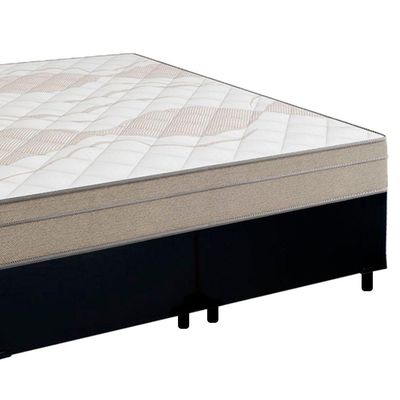 Cama Box Casal Bipartido Sintético + Colchão De Molas Ensacadas Portobel Ipanema 138x188x65cm Preto