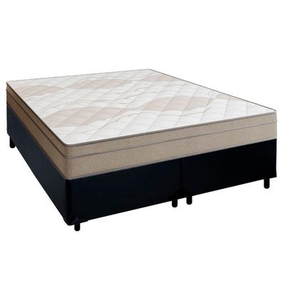 Cama Box Casal Bipartido Sintético + Colchão De Molas Ensacadas Portobel Ipanema 138x188x65cm Preto
