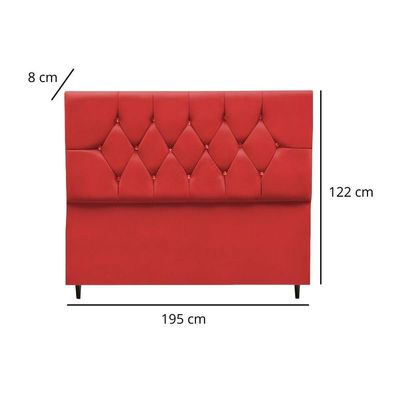 Cabeceira Estofada Cama Box King 195 Cm Suede Nina vermelho