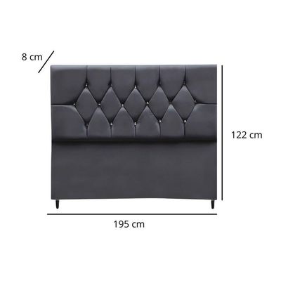 Cabeceira Estofada Cama Box King 195 Cm Suede Nina cinza Escuro