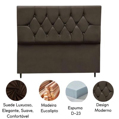Cabeceira Cama Box King 195 Cm Geovana Suede marrom