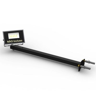 08 Suportes Refletor Base Reta Braço 40 Cm 8 Cjts - Preto