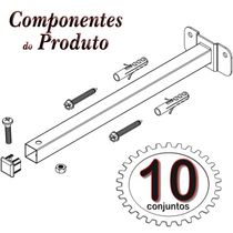10 Suportes Refletor Base Reta Braço 20 Cm 10 Cjts - Branco