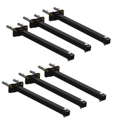 06 Suportes Refletor Base Reta Braço 100 Cm 6 Cjts - Preto