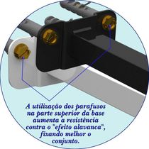 06 Suportes Refletor Base Reta Braço 100 Cm 6 Cjts - Preto