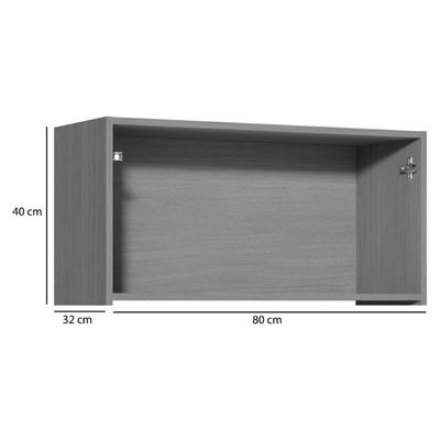 Armário Aéreo p/ Cozinha Simone Mendes c/ 1 Porta Basculante 80cm Carvalho/Cinza - Nesher