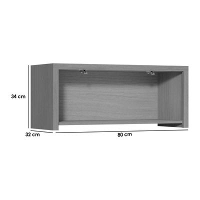 Armário Aéreo p/ Cozinha Condessa c/ 1 Porta Basculante 80cm Carvalho/Cinza - Nesher