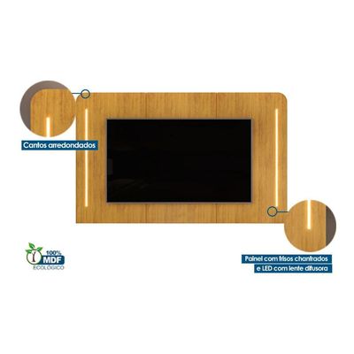 Rack Bancada c/ Painel p/ TV até 75 Pol Atlas Ripado 2 Portas 218x62cm Off White - DJ Móveis