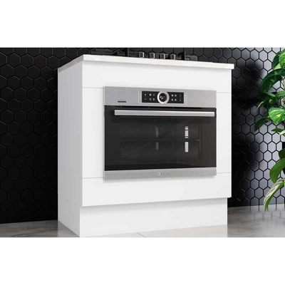 Balcão de Cozinha c/ Tampo Americana p/ Forno de Embutir e Cooktop 80cm Branco - Henn
