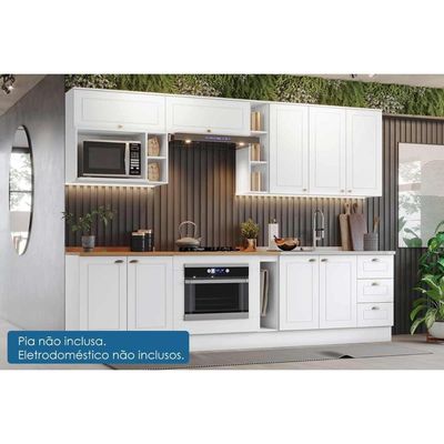 Balcão de Cozinha c/ Tampo Americana p/ Forno de Embutir e Cooktop 80cm Branco - Henn