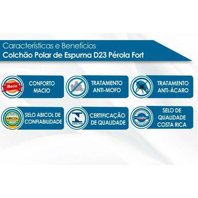 Colchão Casal Espuma D23 Pérola + Cama Invicta Jatobá